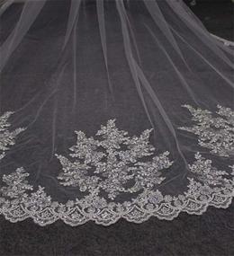 img 1 attached to 💍 Elegant Sequined Lace Cathedral Wedding Veil - Faithclover White 1 Tier Veil with Comb