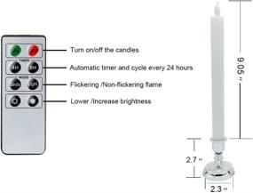 img 2 attached to 🕯️ DRomance Flameless Window Taper Candlesticks - Remote Controlled Real Wax LED Flickering Candles with Timer, Ideal for Halloween & Christmas Decorations (Silver Holders Included, 2.3" x 11.75")