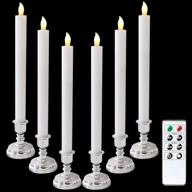 🕯️ dromance flameless window taper candlesticks - remote controlled real wax led flickering candles with timer, ideal for halloween & christmas decorations (silver holders included, 2.3" x 11.75") логотип