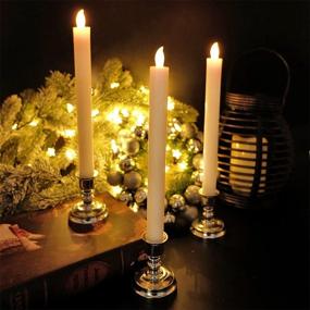 img 1 attached to 🕯️ DRomance Flameless Window Taper Candlesticks - Remote Controlled Real Wax LED Flickering Candles with Timer, Ideal for Halloween & Christmas Decorations (Silver Holders Included, 2.3" x 11.75")