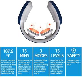 img 3 attached to 💆 Cordless Portable Electric Pulse Neck Massager for Pain Relief with Heat, 15 Levels, 3 Modes - Ideal Gift for Father