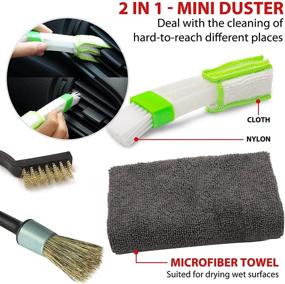 img 1 attached to 🔧 Complete Master Detailing Brush Set - Natural Boar Hair, Wire Brush, Microfiber Towel - Perfect for Cleaning Engine, Wheel, Interior, Air Vent, Car, Motorcycle