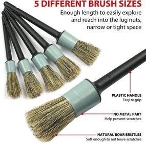 img 3 attached to 🔧 Complete Master Detailing Brush Set - Natural Boar Hair, Wire Brush, Microfiber Towel - Perfect for Cleaning Engine, Wheel, Interior, Air Vent, Car, Motorcycle