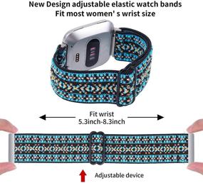 img 1 attached to 🔴 Joyozy Elastic Bands Compatible with Fitbit Versa 2/Fitbit Versa/Fitbit Versa Lite, Adjustable Soft Nylon Stretchy Wristband Replacement for Women Men