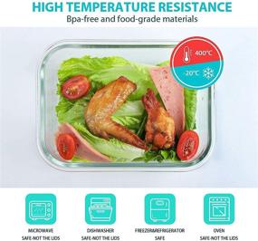 img 2 attached to 🍱 BPA-Free Bayco Glass Food Storage Containers [18 Piece] - Airtight & Leak Proof Meal Prep Containers for Lunch, with Lids - Ideal for Bento Boxes