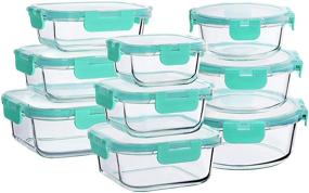 img 4 attached to 🍱 BPA-Free Bayco Glass Food Storage Containers [18 Piece] - Airtight & Leak Proof Meal Prep Containers for Lunch, with Lids - Ideal for Bento Boxes