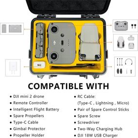 img 3 attached to 🌊 FPVtosky Waterproof Hard Case for DJI Mini 2: Ultimate Protection for Mavic Mini 2 Fly More Combo, Professional Drone Accessories (Yellow)