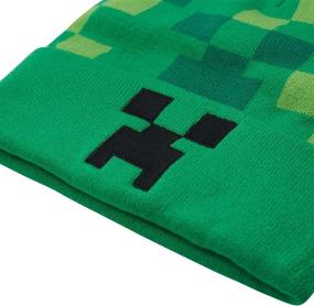 img 1 attached to Black and Green Youth Beanie - Adjustable Unisex Minecraft Creeper Face Hat