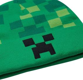 img 2 attached to Black and Green Youth Beanie - Adjustable Unisex Minecraft Creeper Face Hat