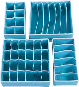 img 2 attached to Foldable Drawer Dividers 4 Piece Set for Bras, Panties, Socks - Lake Blue Color