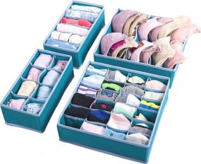 img 4 attached to Foldable Drawer Dividers 4 Piece Set for Bras, Panties, Socks - Lake Blue Color