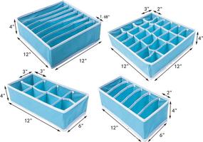 img 1 attached to Foldable Drawer Dividers 4 Piece Set for Bras, Panties, Socks - Lake Blue Color