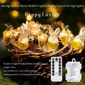 img 3 attached to Enhanced 2021 Rabbit Bunny Carrot String Lights: 10ft, 40 LEDs, Battery-Powered with Remote Control - Ideal for Bedroom Party, Indoor Birthday and Wedding Decor