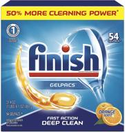 🍊 ultimate cleaning power: finish gelpacs orange, 54ct, dishwasher detergent tablets logo