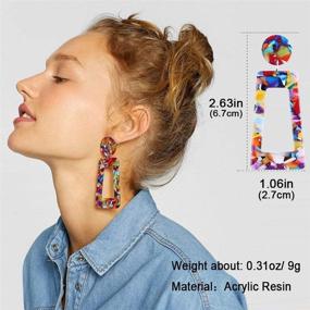 img 2 attached to 🌈 Multicolor Statement Dangle Acrylic Resin Earrings for Women and Girls