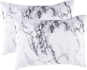 img 3 attached to 🛏️ Wake In Cloud - 2-Piece Marble Pattern Pillowcase Set: Black White, Gray Grey | Soft Microfiber, Standard Size (20x26 Inches)