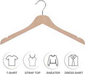 img 3 attached to 👕 TOPIA HANGER Unfinished Beech Wood Shirt Hanger 0.28 inch Thick with Flat Design and Smooth Notches - Lightweight Space Saving Hanger for Shirts and Camisoles - Natural (Pack of 30)