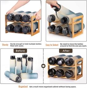 img 1 attached to Efficient and Stylish Ackitry Bamboo Water Bottle Organizer Rack 🎋 - 6 Holder Stand for Cabinet, Kitchen Countertops, and Pantry Storage