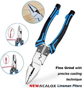 img 2 attached to 🔧 NEWACALOX Blue Industrial Multi Pliers Set: Heavy-Duty Linemans Side Cutters with Wire Stripper-Crimper Function - Essential Plier Tool Kit