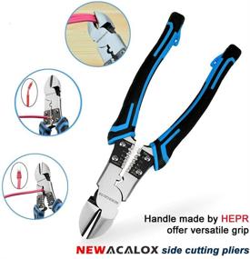 img 1 attached to 🔧 NEWACALOX Blue Industrial Multi Pliers Set: Heavy-Duty Linemans Side Cutters with Wire Stripper-Crimper Function - Essential Plier Tool Kit
