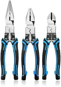img 4 attached to 🔧 NEWACALOX Blue Industrial Multi Pliers Set: Heavy-Duty Linemans Side Cutters with Wire Stripper-Crimper Function - Essential Plier Tool Kit