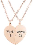 👯 mjartoria best friend necklaces: split heart bff necklace set for friendship, valentines day, weirdo 1 & weirdo 2, best friends forever pendant gifts logo