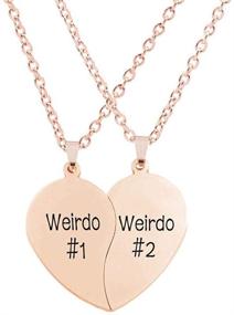 img 4 attached to 👯 MJartoria Best Friend Necklaces: Split Heart BFF Necklace Set for Friendship, Valentines Day, Weirdo 1 & Weirdo 2, Best Friends Forever Pendant Gifts