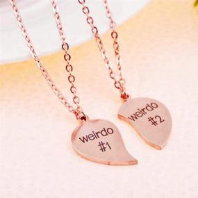 img 3 attached to 👯 MJartoria Best Friend Necklaces: Split Heart BFF Necklace Set for Friendship, Valentines Day, Weirdo 1 & Weirdo 2, Best Friends Forever Pendant Gifts