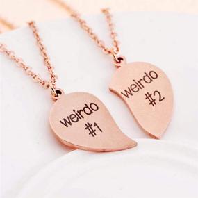 img 1 attached to 👯 MJartoria Best Friend Necklaces: Split Heart BFF Necklace Set for Friendship, Valentines Day, Weirdo 1 & Weirdo 2, Best Friends Forever Pendant Gifts