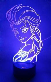 img 3 attached to Princess Elsa 3D Night Light LED Illusion Lamp: Color Changing Bedside Decor & Perfect Gift!