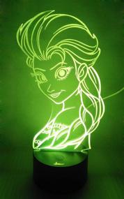 img 2 attached to Princess Elsa 3D Night Light LED Illusion Lamp: Color Changing Bedside Decor & Perfect Gift!