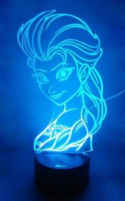 img 1 attached to Princess Elsa 3D Night Light LED Illusion Lamp: Color Changing Bedside Decor & Perfect Gift!