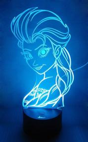 img 4 attached to Princess Elsa 3D Night Light LED Illusion Lamp: Color Changing Bedside Decor & Perfect Gift!