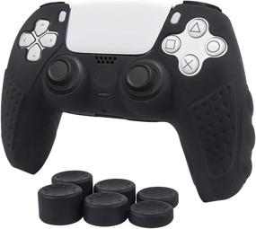 img 4 attached to 🎮 CHIN FAI PS5 Controller Grip Cover, Non-Slip Silicone Protective Case for Playstation 5 DualSense Wireless Controller with 6 Thumb Grip Caps (Black)