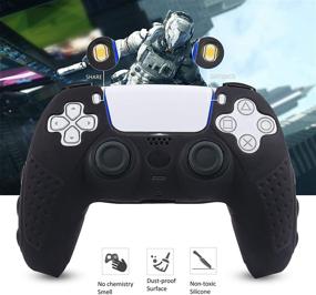 img 3 attached to 🎮 CHIN FAI PS5 Controller Grip Cover, Non-Slip Silicone Protective Case for Playstation 5 DualSense Wireless Controller with 6 Thumb Grip Caps (Black)