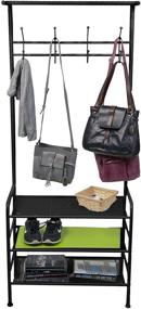 img 3 attached to Metal Coat with Mind Reader Technology, Shoe Rack for Closet Organization, Stylish Purses, Fashionable Scarf, Versatile Shelving Organizer in Black