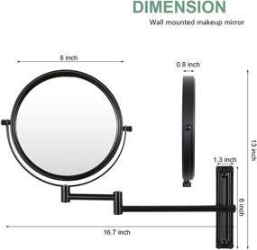 img 1 attached to Highly Functional Wall Mounted Magnifying Mirror - 10X Makeup Mirror with Adjustable Height and Double Sided Vanity Mirror for Bathroom Shaving - Black Finished, 8 Inch
