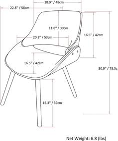 img 1 attached to 🪑 Стул для обеденного стола SimpliHome Malden изготовленный из изогнутой фанеры: серый тканевый полиэстер, массив дерева, обитый и с закругленными формами - идеально подходит для обеденной комнаты в стиле среднего века.