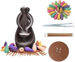 img 4 attached to 🕯️ Lovers' Decor Backflow Incense Holder: Handmade Ceramic Waterfall Burner for Incense Cones and Sticks, Including Backflow Incense Cones, Sticks, Tweezer, and Mat – An Ideal Gift