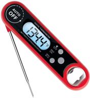 🌡️ red waterproof digital meat thermometer - instant read, built-in folding probe, lcd backlight, calibration, bottle opener for bbq, oven, smoker, turkey, candy logo