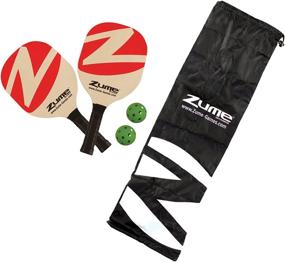 img 3 attached to Zume Games Portable Instant Play Pickleball Set: Paddles, Balls, and Net Pack for On-the-Go Fun!