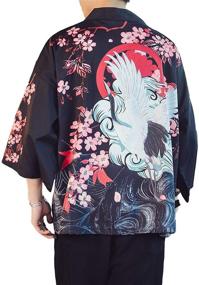 img 3 attached to 👘 PRIJOUHE Lightweight Cardigan Japanese Bathrobe: Perfect Sleep & Lounge Attire for Men