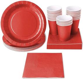 img 4 attached to Red Party Supplies Disposable Dinnerware