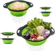 🥦 foply 2pcs collapsible colanders and food strainers, 7.6in and 9.4in diameter sizes, kitchen mesh folding silicone colander strainer set for pasta, vegetables, and fruits - green and grey logo