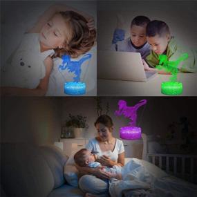 img 1 attached to Kids Bedroom 3D Dinosaur Night Light - Touch Sensor Night Lamp with Remote, USB Rechargeable - 7 Color LED Dinosaur Bedside Lamp - Dinosaur Toys for Boys and Girls - Desk Decor Birthday Gifts