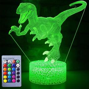 img 4 attached to Kids Bedroom 3D Dinosaur Night Light - Touch Sensor Night Lamp with Remote, USB Rechargeable - 7 Color LED Dinosaur Bedside Lamp - Dinosaur Toys for Boys and Girls - Desk Decor Birthday Gifts