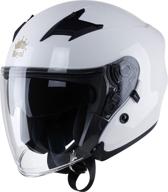 royal r02 open face motorcycle helmet with extra sun visor inside for uv resistance - dot approved (gloss white logo