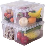 🍽️ pengke plastic food storage container with lid and handle - fresh box for kitchen refrigerator fridge desk cabinet - holds fruit eggs vegetables - 5l capacity - pack of 4 логотип