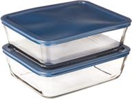 📦 set of 2 anchor hocking 11-cup blue rectangular food storage containers logo