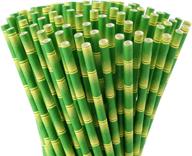 🌿 alink bamboo print paper straws: eco-friendly disposable straws for juices, shakes, and smoothies – pack of 100 logo